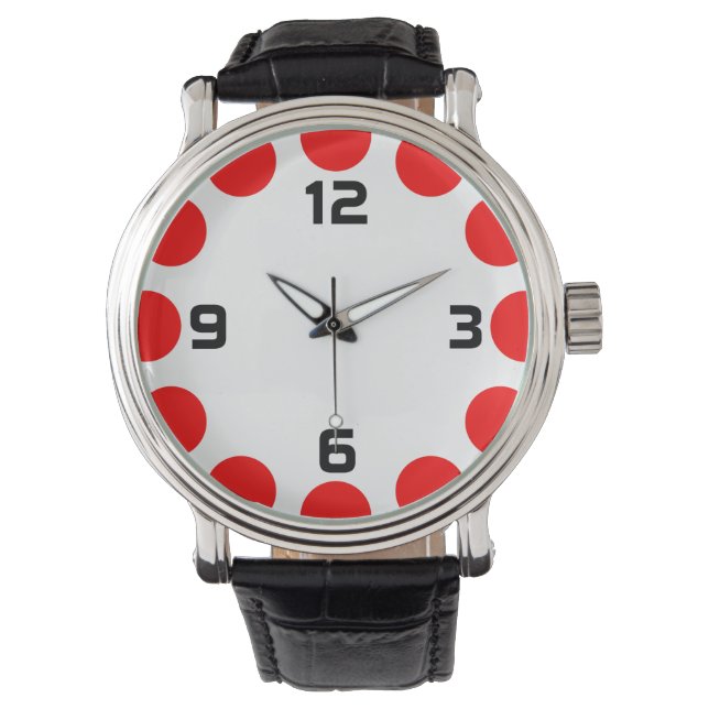 Relógio Crescente Cor - Vermelho em Branco (Frente)