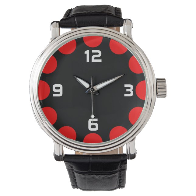 Relógio Crescente Cor - Vermelho em Preto (Frente)
