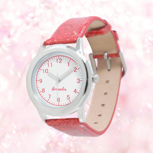Relógio Criança Personalizada: Red Glitter Strid