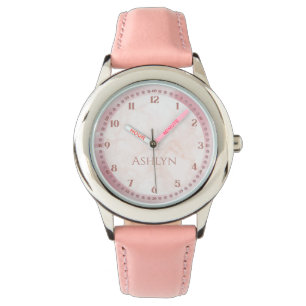 Relógio Crianças de Monograma Rosa Elegante e Aprendendo