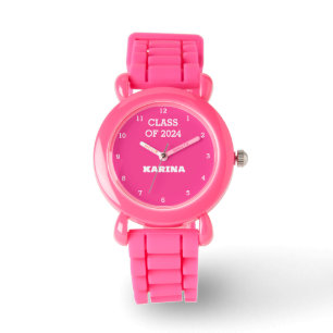 Relógio Crianças Formando Menina Rosa, Formatação Nome Esc