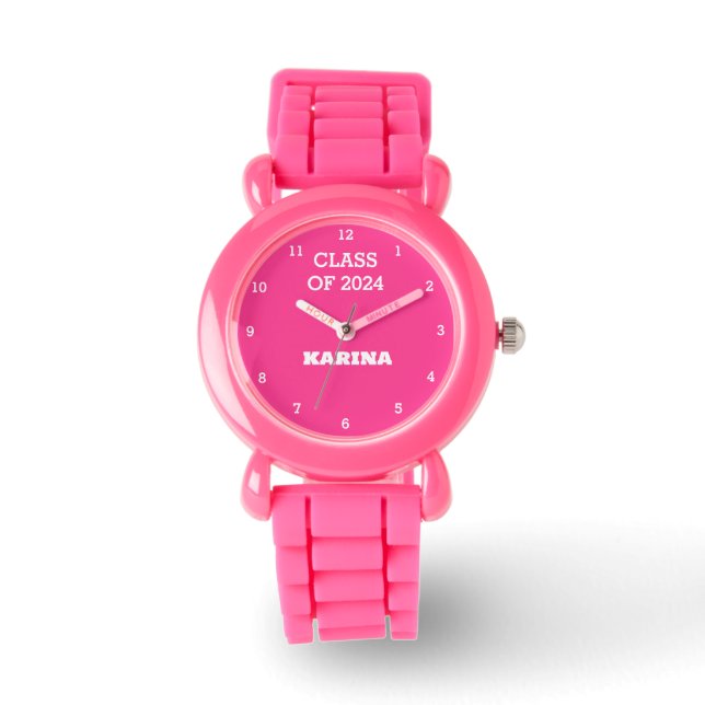 Relógio Crianças Formando Menina Rosa, Formatação Nome Esc (Frente)