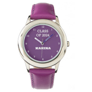 Relógio Crianças Formando Menina Roxo Nome Escola