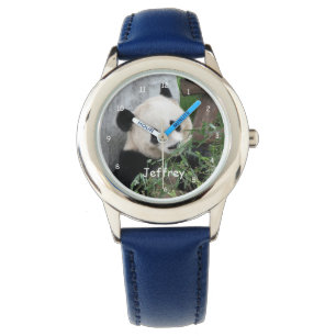 Relógio Crianças Giant Panda Blue Strap Nome Pulso
