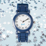 Relógio Crianças Meninos Azul Legal moderno Monograma de N<br><div class="desc">Personalizados, personalizados, garotos divertem-se legal na moda, moderna e moderna correia azul de silicone, caixa plástica, relógio de pulso. Basta digitar o nome. Vá em frente crie um relógio personalizado maravilhoso para o menino da vida - filho, irmão, sobrinho, neto, afilão, enteado. Faz um presente personalizado de excelente para aniversário,...</div>