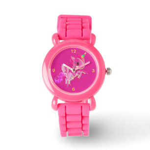 Relógio Crianças Rosa Glusca Corda Corda Corda Dobrada Uni