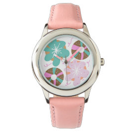 Relógio Crianças, Rosquinha de Natal, Teal Rosa