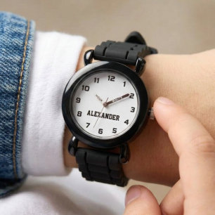 Relógio Crie Seu Nome Personalizado Meninos Preto