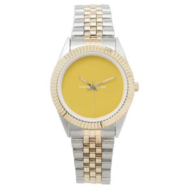 Relógio Crie Seu Próprio Design Amarelo Personalizado (Frente)
