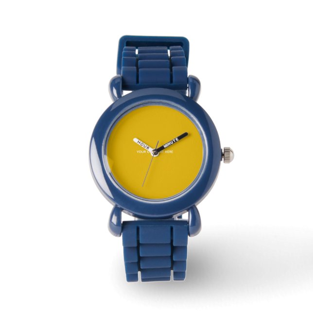 Relógio Crie Seu Próprio Design Amarelo Personalizado (Frente)