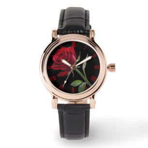 Relógio Crimson on Ebony: A Rosa vermelha Solteiro,