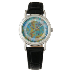 Relógio Crisocola Jasper Azul Manchado