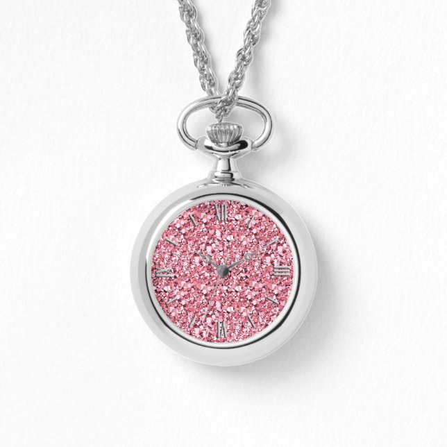 Relógio Cristal Druzy - cor-de-rosa rosa quartzo (Frente)