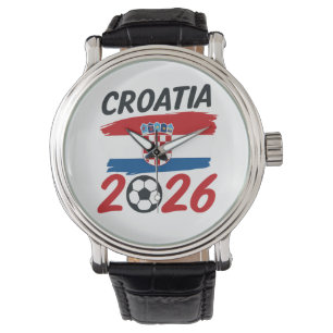 Relógio Croácia 2026 Design de Bandeira de Cores para Fã d