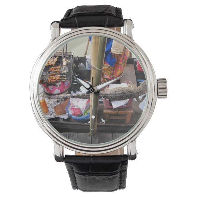 Relógio Crocodilo CHURRASCO de carne ... Comida da rua Tai (Frente)