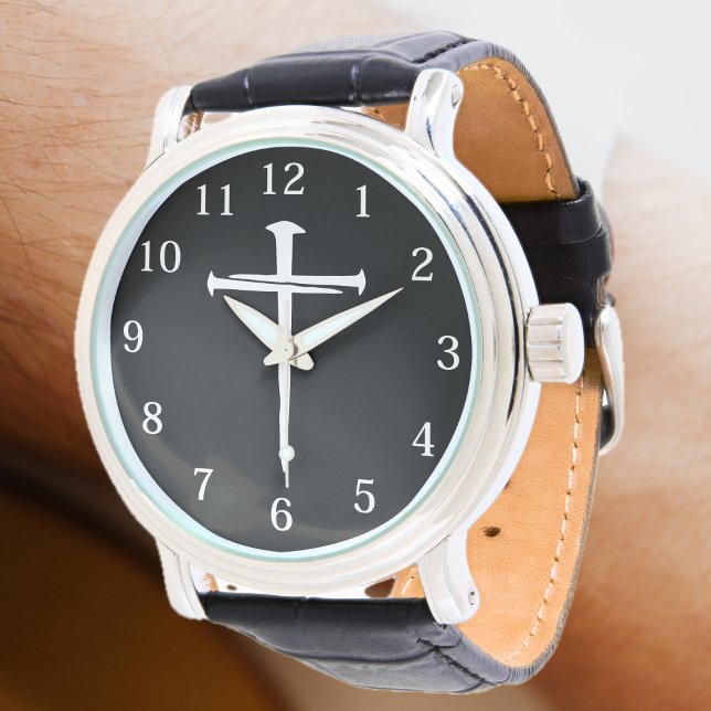 Relógio Cruz Branca Moderna de Três Pregos (Modern Three Nails White Cross Watch)