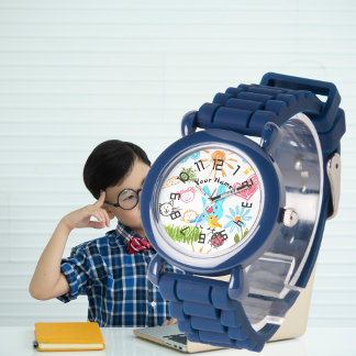 Relógio Custom boy Name blue Glitter Strap Kids Watch