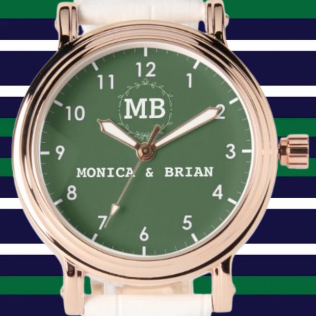 Relógio Custom couple names His and Hers monogram initials (Criador carregado)