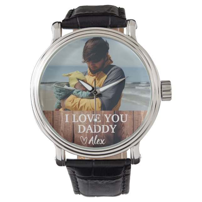 Relógio Custom Daddy Eu Amo Você Papai Foto  (Frente)