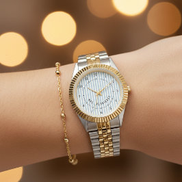 Relógio Custom Striped His and Hers Watch for Couple Gift