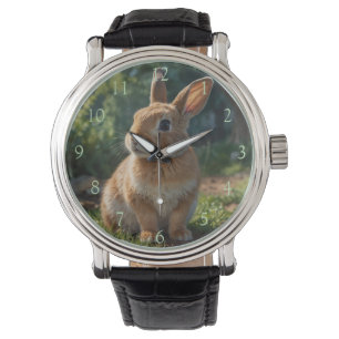 Relógio Cute Bunny jardim de cottage inglês Páscoa