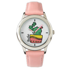 Relógio Cute Cactus Kids Watch de nome personalizado