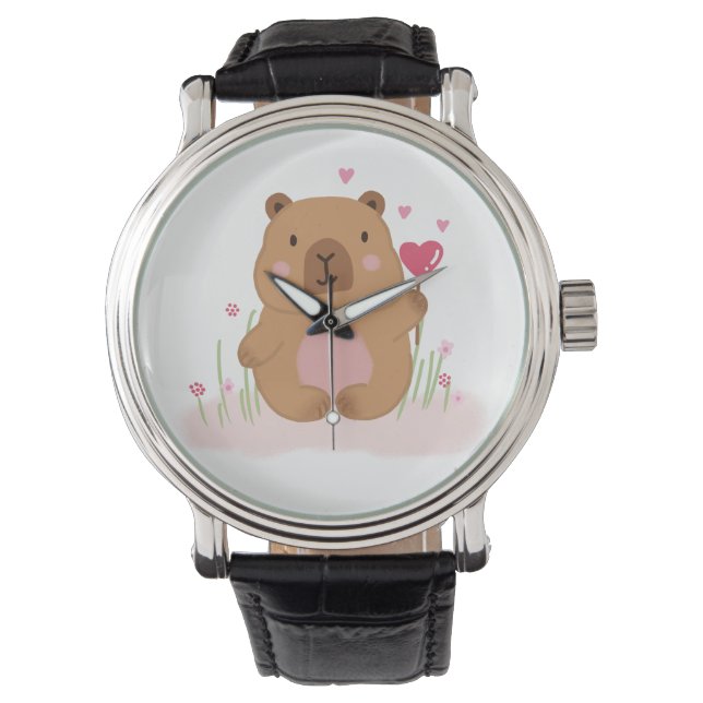 Relógio Cute Capybara Love Valentine Anniversary Gift (Frente)