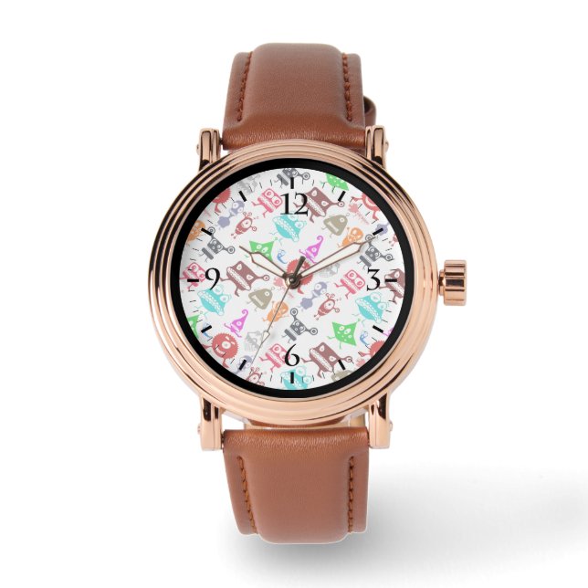 Relógio Cute colorful funny monsters patterns (Frente)