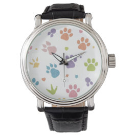 Relógio Cute Colorful Paw Prints Pattern Wrist Watch