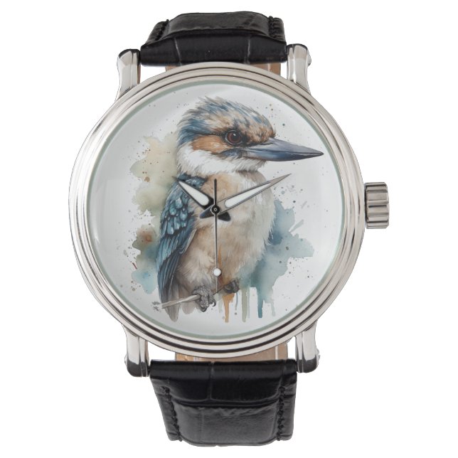 Relógio Cute Kookaburra em uma ramificação (Frente)