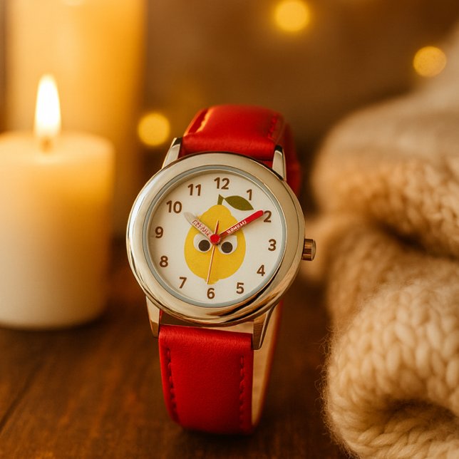 Relógio Cute Lemon Character with Googly Eyes  (Criador carregado)