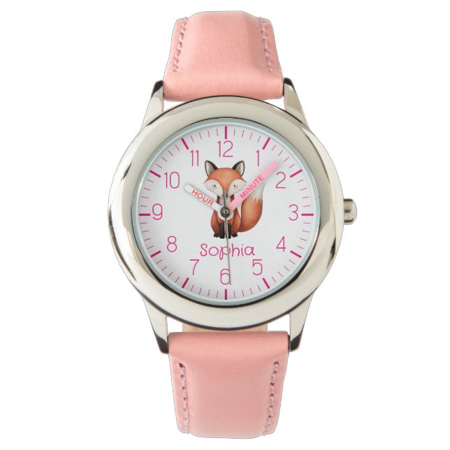 Relógio Cute Red Fox Personalised Kid's Watch (Frente)