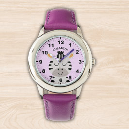 Relógio Cute smiling zebra for Girl