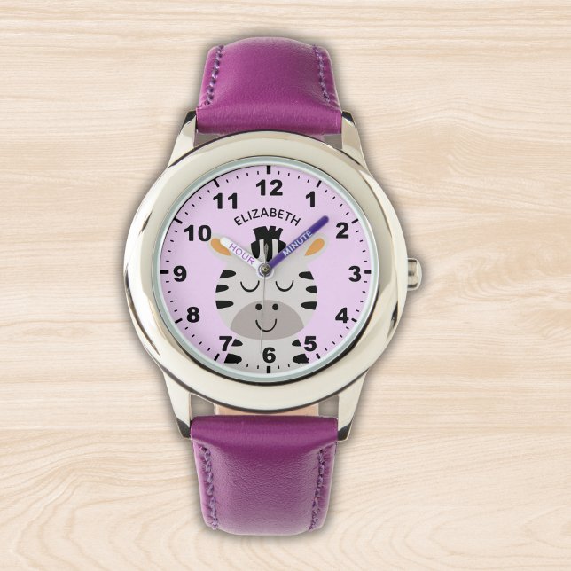 Relógio Cute smiling zebra for Girl (Criador carregado)