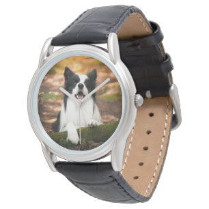 Relógio Cutest Baby Animals Black & White Border Collie