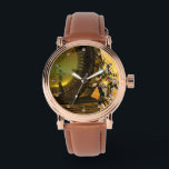 Relógio CYBORG TITAN,DESERT HYPERION Science Ficfi<br><div class="desc">Imagem de ficção artística e brilhante em cores amarela,  verde,  castanha,  branca. Titan cyborg da Hyperion com sua vibrante carapaça metálica cromática reflexiva em um ambiente surreal com pirâmides,  sol quente,  deserto semelhante a uma paisagem egípcia,  quadro de animação do filme 3D Hyperion World .</div>
