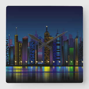 relógio da cidade noturna