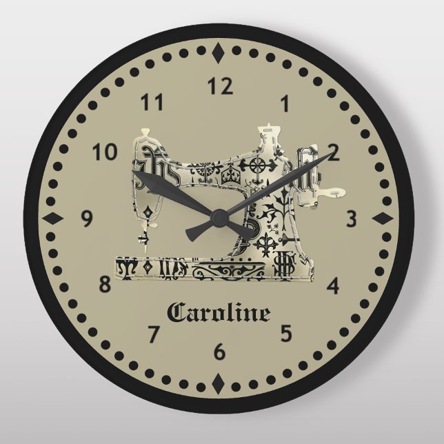 Relógio da máquina de costura de vinheta preta e d (Criador carregado)