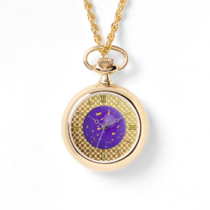 Relógio Damasco Dourado com uma pedra preciosa do lazuli