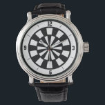 Relógio Dart Board eWatch<br><div class="desc">O design exclusivo da placa de dardo preto e branco apresenta o padrão tradicional de checkered em preto e branco como design principal. Os números 3,  6,  9 e 12 são claramente indicados a preto. Outros números são representados por linhas pretas.</div>