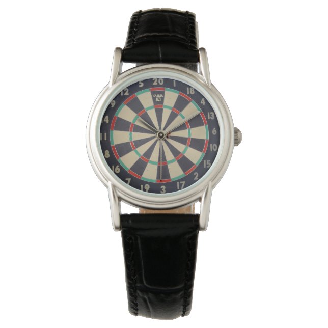 Relógio Dartboard Com Dart Em Bullseye, (Frente)