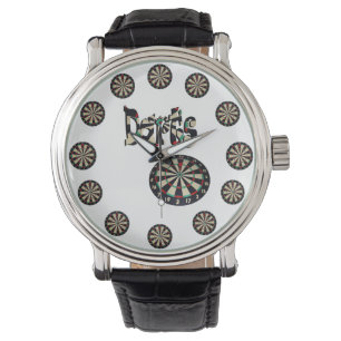 Relógio Dartboards E Darts Name, Mens Leather Watch