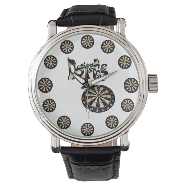 Relógio Dartboards E Darts Name, Mens Leather Watch (Frente)