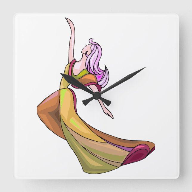 Relógio de Abstrato de dança colorida (Frente)