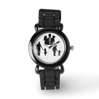 Relógio de Arte com Silhueta da Família – Pulseira