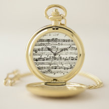 Relógio de bolso velho do manuscrito da música