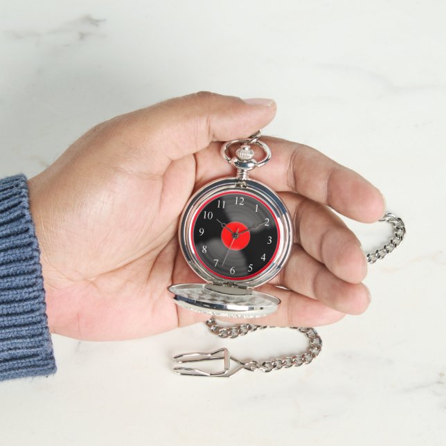 Relógio de Bolso Vermelho Retro de Disco  (Mão)
