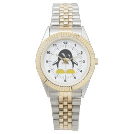 Relógio de bracelete com dois tons de pinguim masc