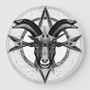 Relógio de Cabeça Monocromática do Baphomet