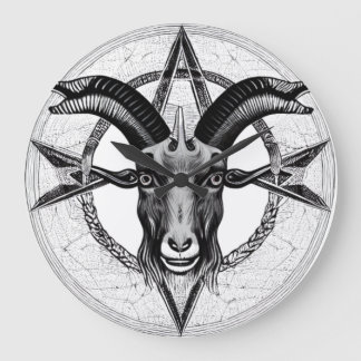 Relógio de Cabeça Monocromática do Baphomet